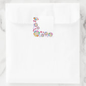Hand Drawn Doodle Daisy Florale Ecke Grenze Quadratischer Aufkleber (Tasche)