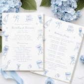 Hand Drawn Doodle Dusty Blue Wedding Program Programm
