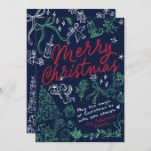 Hand Drawn Doodle Frohe Weihnachtskarte Feiertagskarte (Vorne/Hinten)