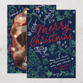 Hand Drawn Doodle Frohe Weihnachtskarte Feiertagskarte (Vorne/Hinten)