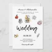 Hand Drawn Doodle Fun Funky Foto Wedding Einladung (Vorderseite)