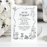 Hand Drawn Doodle Funky Whimsical Engagement Party