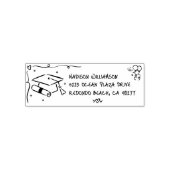 Hand Drawn Doodle Graduation Cap Fun Retro Address Permastempel (Design)