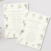 Hand Drawn Doodle Green Wedding Programm