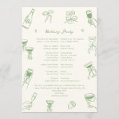 Hand Drawn Doodle Green Wedding Programm (Rückseite)