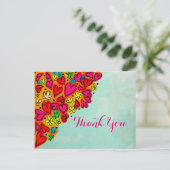 Hand Drawn Doodle Herz und Blume Vielen Dank Postkarte (Stehend Vorderseite)