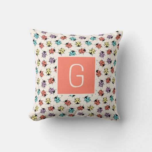 Hand Drawn Doodle Ladybugs Personalized Cushion Kissen (Vorderseite)