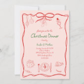 Hand Drawn Doodle Scribble Weihnachtsessen Einladung (Vorderseite)