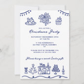 Hand Drawn Doodle Weihnachts-Party Einladung (Vorderseite)