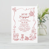 Hand Drawn Doodle Whimsical Engagement Party Photo Einladung (Stehend Vorderseite)