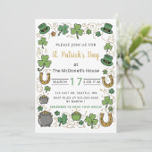 Hand Drawn Doodle Whimsical St Patricks Day  Einladung (Stehend Vorderseite)