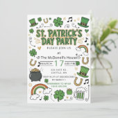 Hand Drawn Doodle Whimsical St Patricks Day  Einladung (Stehend Vorderseite)