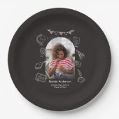 Hand Drawn Doodles Black Arch Photo Graduate Party Pappteller (Vorderseite)