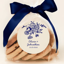 Hand Drawn Doodles Floral Wedding Runder Aufkleber