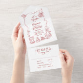 Hand Drawn Doodles Funky Quirky Modern Wedding All In One Einladung (Abreißtisch)