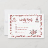 Hand Drawn Doodles Italienische Hochzeit RSVP (Vorderseite)