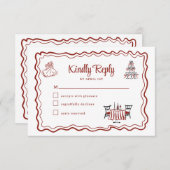 Hand Drawn Doodles Italienische Hochzeit RSVP (Vorne/Hinten)