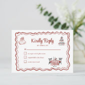 Hand Drawn Doodles Italienische Hochzeit RSVP Karte (Stehend Vorderseite)