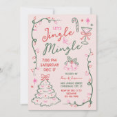 Hand-Drawn Doodles Mingle & Jingle Christmas Party Einladung (Vorderseite)