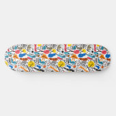 Hand-drawn Doodles Modern Playful Pattern Skateboard (Horizontal)