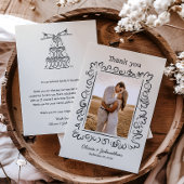 Hand Drawn Doodles Wedding Dankeskarte