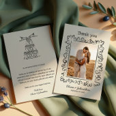 Hand Drawn Doodles Wedding Dankeskarte