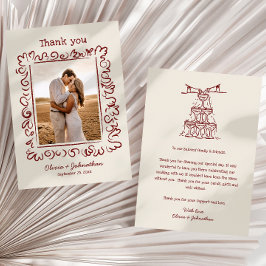 Hand Drawn Doodles Wedding Dankeskarte