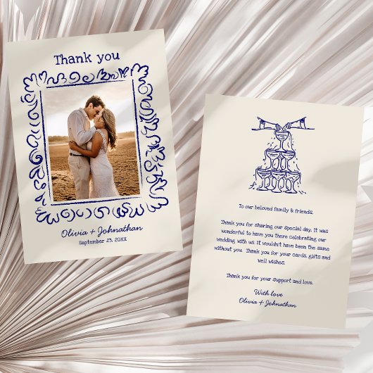 Hand Drawn Doodles Wedding Dankeskarte