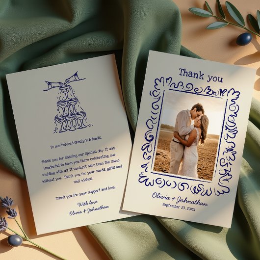 Hand Drawn Doodles Wedding Dankeskarte