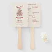 Hand Drawn Doodles Wedding Program Fächer (Vorne und Hinten)