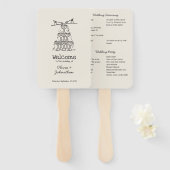 Hand Drawn Doodles Wedding Program Fächer (Vorne und Hinten)