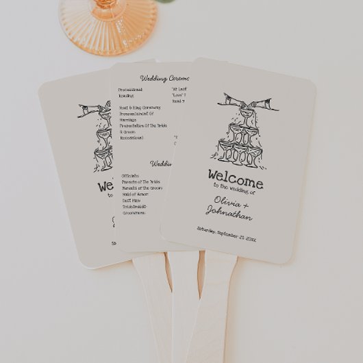 Hand Drawn Doodles Wedding Program Fächer