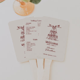 Hand Drawn Doodles Wedding Program Fächer