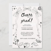 Hand Drawn Doodles Whimsical Graduation Party Einladung (Vorderseite)