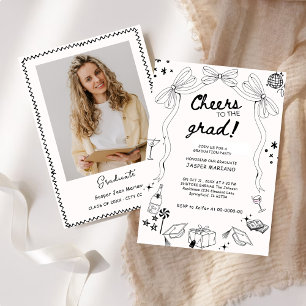 Hand Drawn Doodles Whimsical Graduation Party Einladung