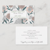 Hand Drawn Doula Dusty Peach Korallen Floral Rabattkarte (Vorne/Hinten)