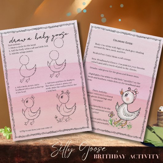 Hand-Drawn 'Draw a Baby Goose' Birthday Activity!  Einladung
