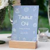 Hand Drawn Dusty Blue Coastal Hochzeit Tischnummer