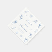 Hand Drawn Dusty Blue Wedding Serviette (Ecke)