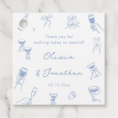 Hand Drawn Dusty Blue Wedding Vielen Dank Geschenkanhänger (Vorderseite)