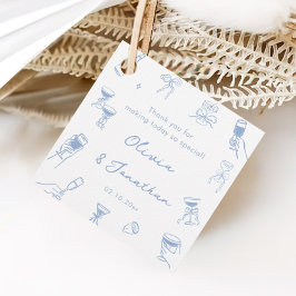 Hand Drawn Dusty Blue Wedding Vielen Dank Geschenkanhänger