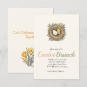 Hand-Drawn Easter Nest  Einladung (Vorne/Hinten)