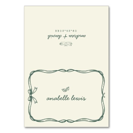Hand Drawn Editable Guest Name Wedding Place Card Tischnummer (Vorderseite)