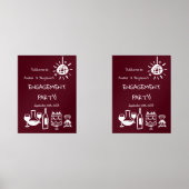 Hand Drawn Engagement Party Wedding Welcome Sign. Bilderwand Sets (Vorderseite)