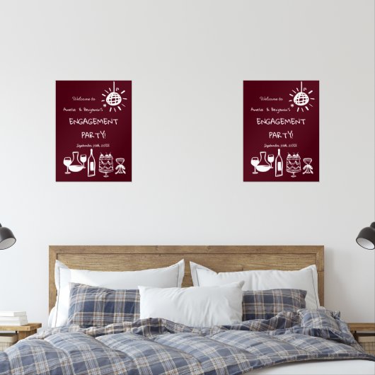 Hand Drawn Engagement Party Wedding Welcome Sign. Bilderwand Sets (Schlafzimmer)