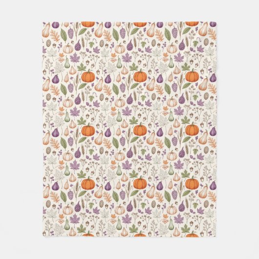 Hand-Drawn Engraving Style Fall Vegetable Fleecedecke (Vorderseite)