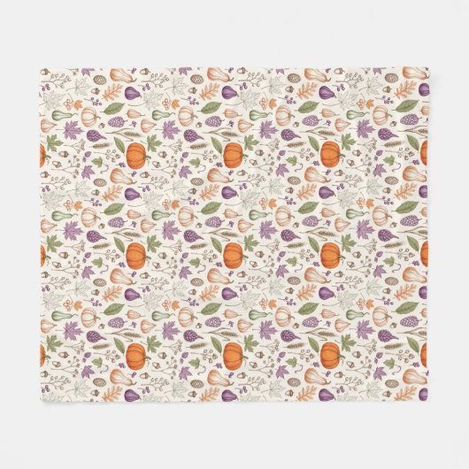 Hand-Drawn Engraving Style Fall Vegetable Fleecedecke (Vorderseite (Horizontal))