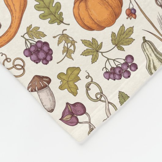 Hand-Drawn Engraving Style Fall Vegetable Fleecedecke (Ecke)