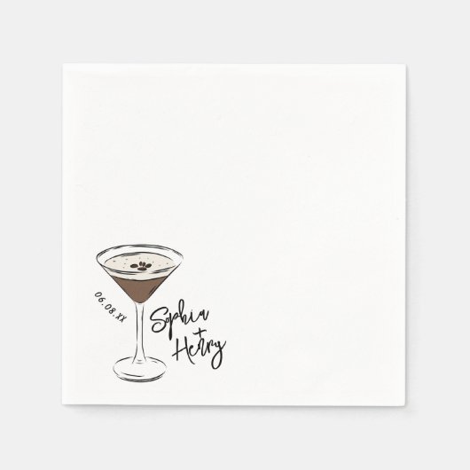 Hand Drawn Espresso Martini Cocktail Serviette (Vorderseite)