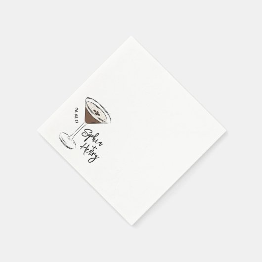 Hand Drawn Espresso Martini Cocktail Serviette (Ecke)